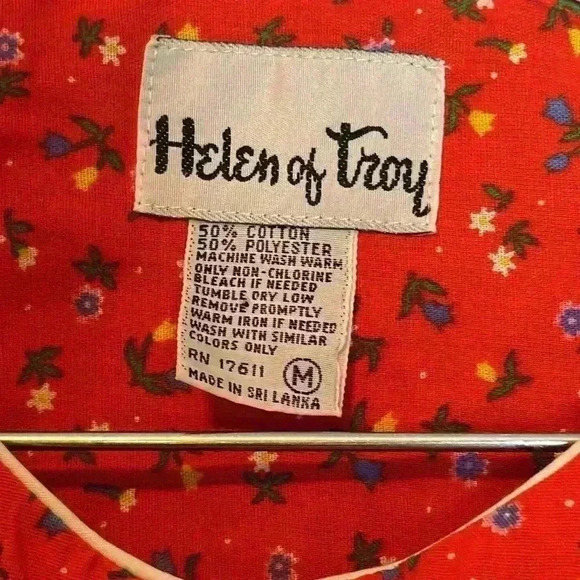 Vintage Helen Of Troy House Coat Mumu Red‎ Size M Excellent Condition pockets - Picture 2 of 6